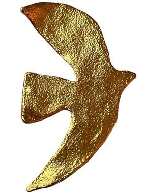 Vintage Brooch Cecile Jeanne Paris Minimalist Jewelry Gold Pin Dove 24K Bird